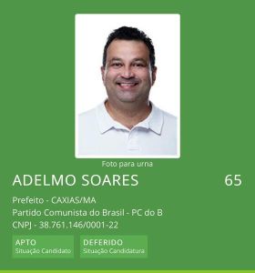 Adelmo Soares é o primeiro candidato a ter sua candidatura deferida. 