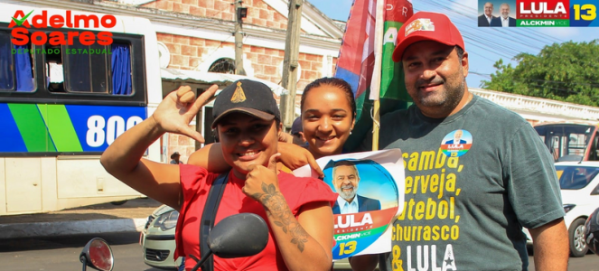 Deputado Adelmo Soares fará distribuição de adesivos e bandeiras pró-Lula nesta sexta-feira.
